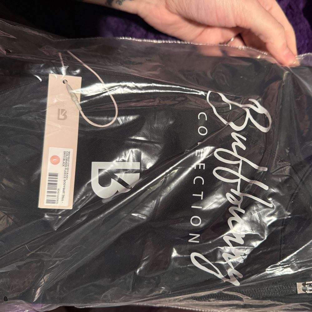 NWT Buffbunny Collection Colorado Fleece Body suit in Onyx Black -Large TALL